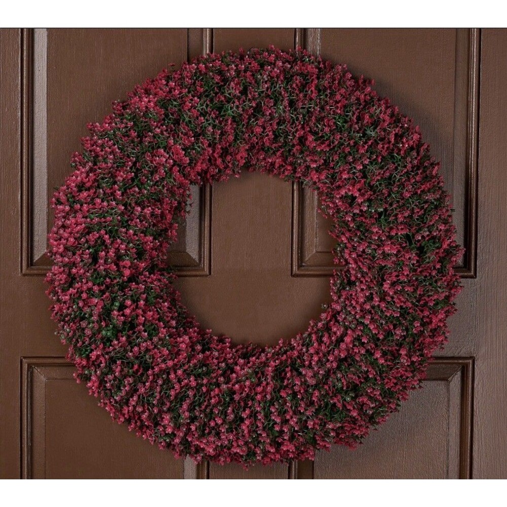 Wicker Park 24in Faux Floral Wreath - Raspberry